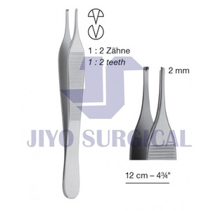 Venta caliente 1x2 dientes 4,75 \ "longitud de acero inoxidable fórceps de pulgar quirúrgico pinzas de tejido de agarre de precisión fuente de alimentación Manual - Product Image 6