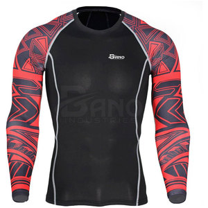 Offre Spéciale MMA Rash Guard Logo personnalisé Long Spandex et Nylon Simple Plain Blank Solid Color BJJ Rash Guard pour la vente en ligne - Product Image 2
