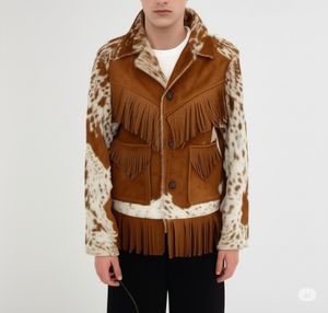 เสื้อแจ็คเก็ตหนังแท้ 100% สำหรับผู้ชาย ดีไซน์ยอดนิยม ขนวัว สำหรับฤดูหนาว คอตั้ง แขนยาว ปรับแต่งได้ ราคาสมเหตุสมผล - Product Image 1