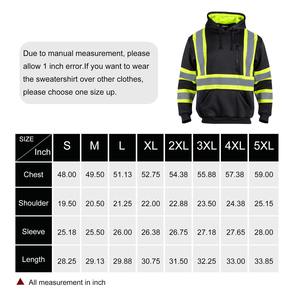 Sweat-shirt de travail unisexe, résistant à l'eau, réfléchissant, de sécurité, haute visibilité, ignifuge, noir - Product Image 6
