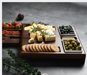 บอร์ดเสิร์ฟไม้สำหรับชีส, จานเสิร์ฟอาหาร, บอร์ดชีสพร้อมชุดช้อนส้อม, บอร์ดชีสที่ขยายได้และใช้ฐานบน - Product Image 3
