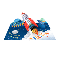 Cartes de vœux d'anniversaire personnalisées, carte pop-up 3D avec enveloppes pour les événements d'anniversaire, thème de la navette spatiale et artisanat en papier