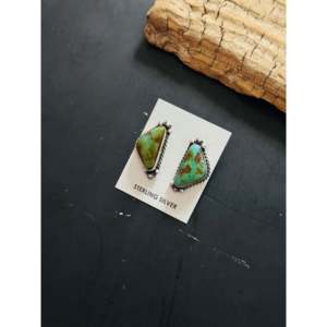 Pendientes geométricos Elouise Kee Royston con turquesa y plata de ley con engaste de bisel - Product Image 3