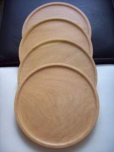 Vente en gros, plateau de service rond en bois de noyer brun rustique de petite taille personnalisé avec poignées, plateaux pour sarfophages naturels - Product Image 6