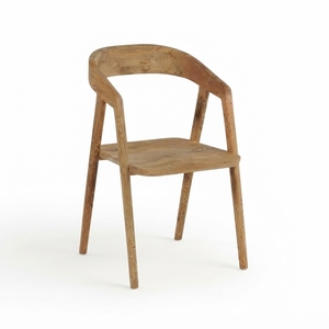 Modern Solid Wood <b>Dining</b> Chair Elegant Curved Backrest <b>Armchair</b> Seating For Rustic Contemporary <b>Dining</b> Room Furniture Setup Arts - Product Image 1