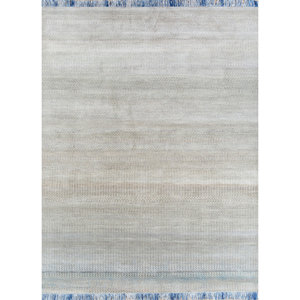 Alfombras Manchaha Lub-55 Azules de Lana y Seda Anudadas a Mano, Diseño Abstracto Sólido, Rectangulares, para Coche y Hogar, Hechas a Mano, Estilo Patchwork - Product Image 4