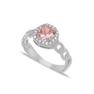 Gourmet diseño redondo rosa de piedra de Zircon anillo turco hecho a mano de la joyería de la plata esterlina 925 al por mayor - Product Image 5