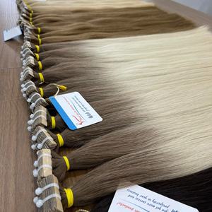 MEGA VENTA: venta al por mayor de cinta Remy virgen de doble estiramiento resaltada personalizada en extensiones de cabello 100% cabello humano cabello crudo - Product Image 5