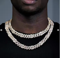 Chaîne cubaine Miami de luxe pour homme, entièrement pavée de diamants, en argent, style hip-hop, bijoux de mode, collier