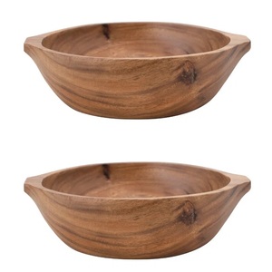 Bol à mélanger en bois d'acacia de luxe grand bol à fruits personnalisé de haute qualité forme ornée abstraite pour la maison moderne ustensiles de cuisine Carton - Product Image 4