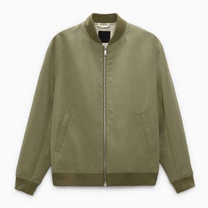 Custom Eco-Friendly Canvas Bomber <b>Jacket</b> Men's High Street Style Waterproof <b>Zipper</b> <b>Jacket</b> with Customized Options - Product Image 1