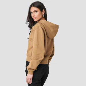 Women Oversized Drop Shoulder Short Hoodie Custom Cropped 100% Cotton Pullover Streetwear <b>Plain</b> <b>Sweatshirt</b> Women's Hoodies - Product Image 2