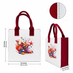 Sac fourre-tout pour femme SeaBloom, style bohème d'été, en feutre non tissé, ouvert, couleur unie, Priglob Exim Gujarat - Product Image 2