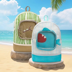 Dinosaur Striped Nylon <b>Backpack</b> 28x31x9cm 25L Softback Cartoon Design for School Unisex Swim Bag - Product Image 5