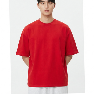 Wholesale Blank Cotton Polyester T-<b>shirts</b> Custom logo Printing Men's <b>Red</b> T <b>Shirts</b> <b>Oversized</b> Printed Unisex Drop Shoulder Tshirt - Product Image 1