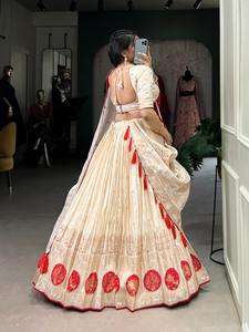 ชุดคอลเลกชั่นรูปแบบคลาสสิกชุดงานแต่งที่ซับซ้อนเทคนิคการทอผ้าด้วยความยาวถึงพื้น lehenga choli - Product Image 5