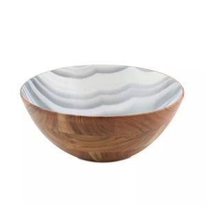 Tazones de madera para servir palomitas de maíz Tazón de servidor seguro para alimentos Tazón de servicio de ensalada redonda con acabado esmaltado Proveedor y fabricante de India - Product Image 3