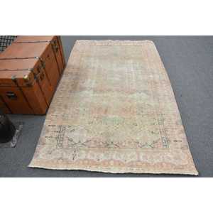 Alfombra Turca de 4.5x7.5 pies, Alfombra Vintage, Alfombra de Lana con Borde Azul - Product Image 1