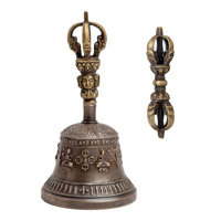Meilleur ensemble de cloches tibétaines Vajra en alliage d'aluminium noir faites à la main de l'Himalaya pour les cérémonies spirituelles, les rituels et la guérison - Fabriqué au Népal