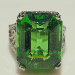 Elegant Moldavite Meteorite <b>Ring</b> with 18.80 Ct Natural Chrome Green Gemstone Unique Jewelry for Wedding Lovers - Product Image 6