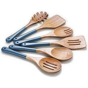 Paquete de 6 cucharas de madera para cocinar, utensilios de madera para cocina, cucharas de madera de teca natural y espátulas disponibles a bajo precio - Product Image 4