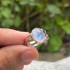 Vente chaude naturel arc-en-ciel pierre de lune 925 en argent Sterling à la main Designer bague femmes mariage prix usine bijoux - Product Image 1