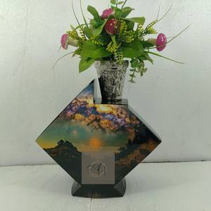 แจกันดอกไม้อลูมิเนียมลายทะเล - แจกันตั้งโต๊ะทรงเพชรทันสมัยสำหรับตกแต่งบ้าน - Product Image 6
