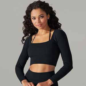 Conjunto Deportivo de Dos Piezas de Cintura Alta para Mujer, Brasier Deportivo Marrón sin Costuras y Pantalones Cortos, Ropa Deportiva Elástica para Entrenamiento, Diseño Sólido, 2 Piezas - Product Image 6