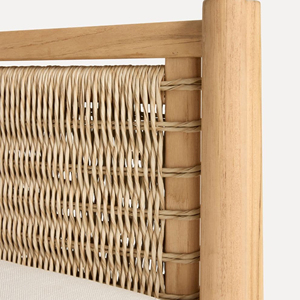 Meubles de chaise longue d'extérieur Combinaison en bois de teck naturel avec coussin et corde-Aderald - Product Image 6