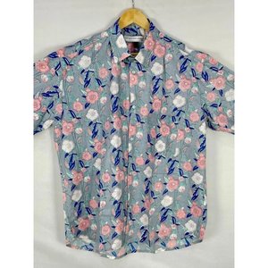 เสื้อเชิ้ตชายหาดผ้าฝ้ายแท้สำหรับผู้ชาย ลายพิมพ์บล็อกสีสันสดใส ใส่สบาย เหมาะสำหรับปิกนิกในสวน ของขวัญสำหรับคุณพ่อคนเมือง ผ้าป๊อปลินสีเทา - Product Image 5