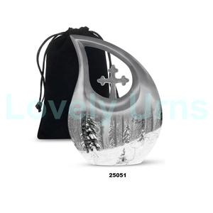 โกศใส่เถ้ากระดูกแบบหยดน้ำตาเกล็ดหิมะสำหรับผู้ใหญ่ขี้เถ้าของตกแต่งรูปไม้กางเขนขนาดใหญ่พร้อมถุงกำมะหยี่ฟรี - Product Image 3