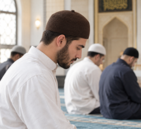 Chapeau Kufi en laine bordeaux, feutre doux, Taqiyah, couvre-chef traditionnel musulman pour la prière, pour le Ramadan, l'Aïd, les visites à la mosquée et le port quotidien