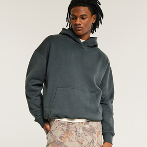 Personnalisable 500 Gsm coton hommes sweat à capuche surdimensionné luxe recadrée pull solide Streetwear sweats lourds pour l'automne - Product Image 1