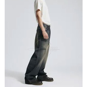 Pantalon baggy en jean acide décontracté pour hommes 2025 avec taille moyenne multi-poches en vente - Product Image 5
