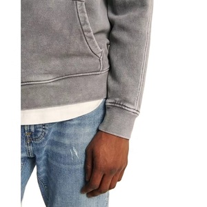 เสื้อมีฮู้ดแบบสวมหัวโอเวอร์ไซส์ของผู้ชายวินเทจปักลายสีพื้นผ้าฟลีซฟอกสีแบบไม่มีเชือก420gsm - Product Image 6