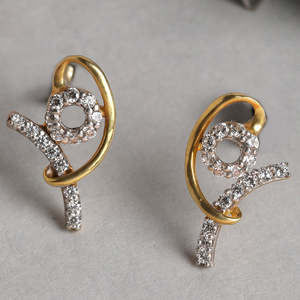 Boucles d'oreilles tendance CLARA en argent sterling 925, forme géométrique Zion plaquée or avec diamant et zircon, forme fleur Zion, fermeture à vis - Product Image 2