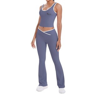 Conjunto de Yoga para Mujer, Top sin Mangas y Leggings de Cintura Alta con Corte Acampanado, Ropa Deportiva Elástica para Gimnasio y Entrenamiento, Conjunto Deportivo de Dos Piezas - Product Image 6
