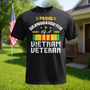 Camiseta Proud Granddaughter Of A Vietnam Veteran para adultos, unisex, manga corta, cuello redondo, serigrafía - Product Image 3