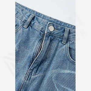 Baggy Streetwear <b>Men's</b> Pants Plain Style <b>Jeans</b> Loose Fit Straight Stacked Denim Oversized <b>Trousers</b> Customized Color Premium New - Product Image 4