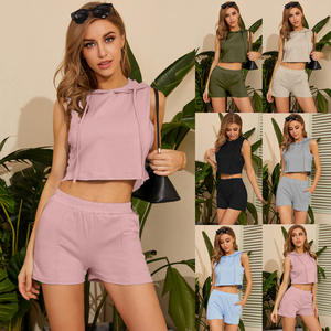 Vente en gros de sweats à capuche sans manches pour femmes Keep Warm Casual sweat à capuche sans manches crop top pullover sweats à capuche sans manches en coton - Product Image 6