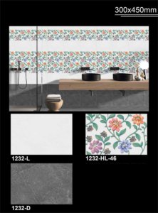 Carreaux de salle de bain muraux de fond 300x450 Carreaux avec revêtement mural en fibre de verre Carreaux de porcelaine étanches à l'humidité 8mm d'épaisseur - Product Image 6