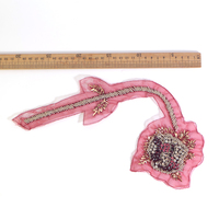 Patchs personnalisés en strass rouges à motif, style à coudre avec dos pointu, pour sacs, vêtements et chaussures