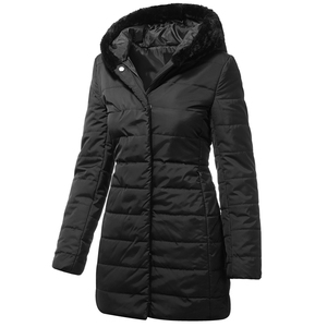 Manteau long matelassé pour femme, veste rembourrée épaisse et matelassée, parka d'hiver chaude à fermeture éclair, capuche amovible - Product Image 2