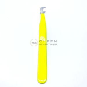 Pince à épiler personnalisée en acier inoxydable jaune néon pour extension de cils pince à épiler à tête ronde - Product Image 4