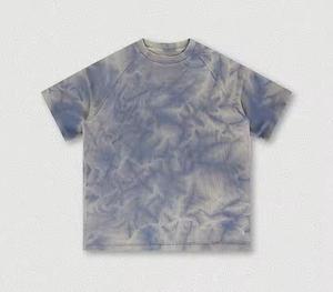 เสื้อยืดมัดย้อมสำหรับผู้ชายเสื้อยืดแขนสั้น100% ผ้าคอตตอน300ทรงหลวมขนาดใหญ่ - Product Image 4