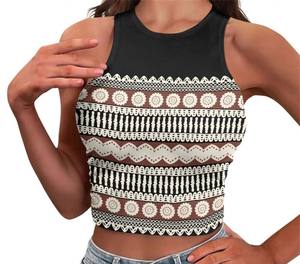 เสื้อแฟชั่นอินเทรนด์ฤดูร้อนของผู้หญิงเสื้อครอปแขนกุดพิมพ์ลายเสื้อลำลองสำหรับเด็กผู้หญิง - Product Image 4