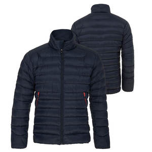 Venta al por mayor de chaquetas acolchadas de diseño en blanco de los hombres de tela de poliéster de alta calidad de color azul marino sólido de talla grande bajo MOQ chaqueta acolchada de los hombres - Product Image 3