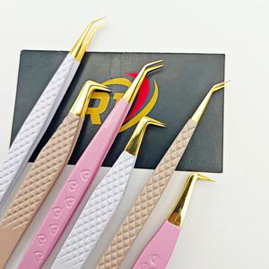 Pince à épiler d'isolation professionnelle en acier inoxydable de précision à 45 degrés Caractéristiques antistatiques antimagnétiques pour l'extension de cils - Product Image 3