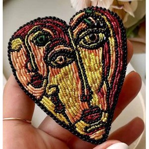 Corona abeja corazón bordado insignias hecho a mano India seda alambre parche broche con cuentas diamante bordado apliques costura - Product Image 2