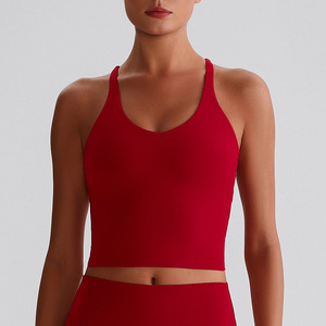 Débardeur court de sport personnalisé pour femme, en nylon et élasthanne, sans coutures, écologique, antichoc, respirant, avec fermetures éclair et devant côtelé - Product Image 5